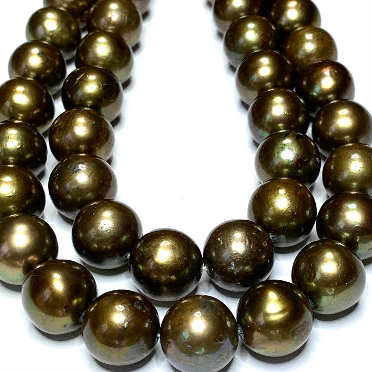 Freshwater Golden Green Pearl Beads-11-12mm (PB3695)