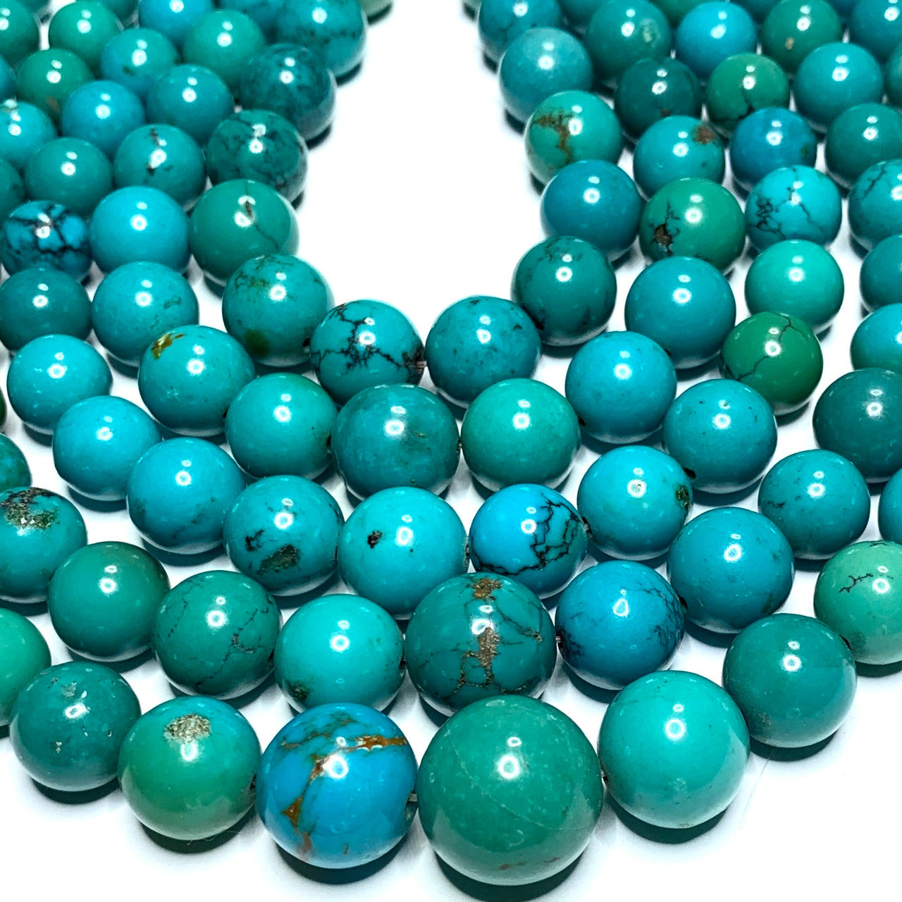 Blue Green Turquoise Gently Graduated Round Beads-7-10mm Avg. (SP3700)