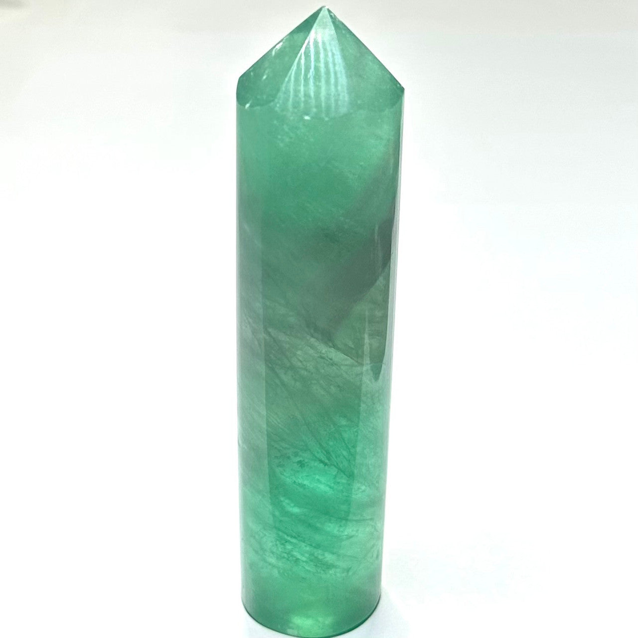 One of a Kind Fluorite with Rainbow Inclusion Tower Stone-4 3/4 x 1 1/4"