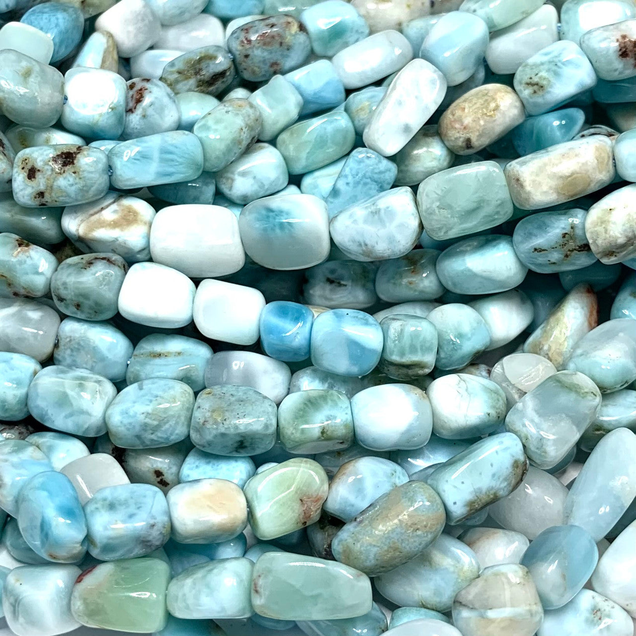 Larimar Tumbled and Polished Nugget Beads-12 x 8m Avg. (SP3740)