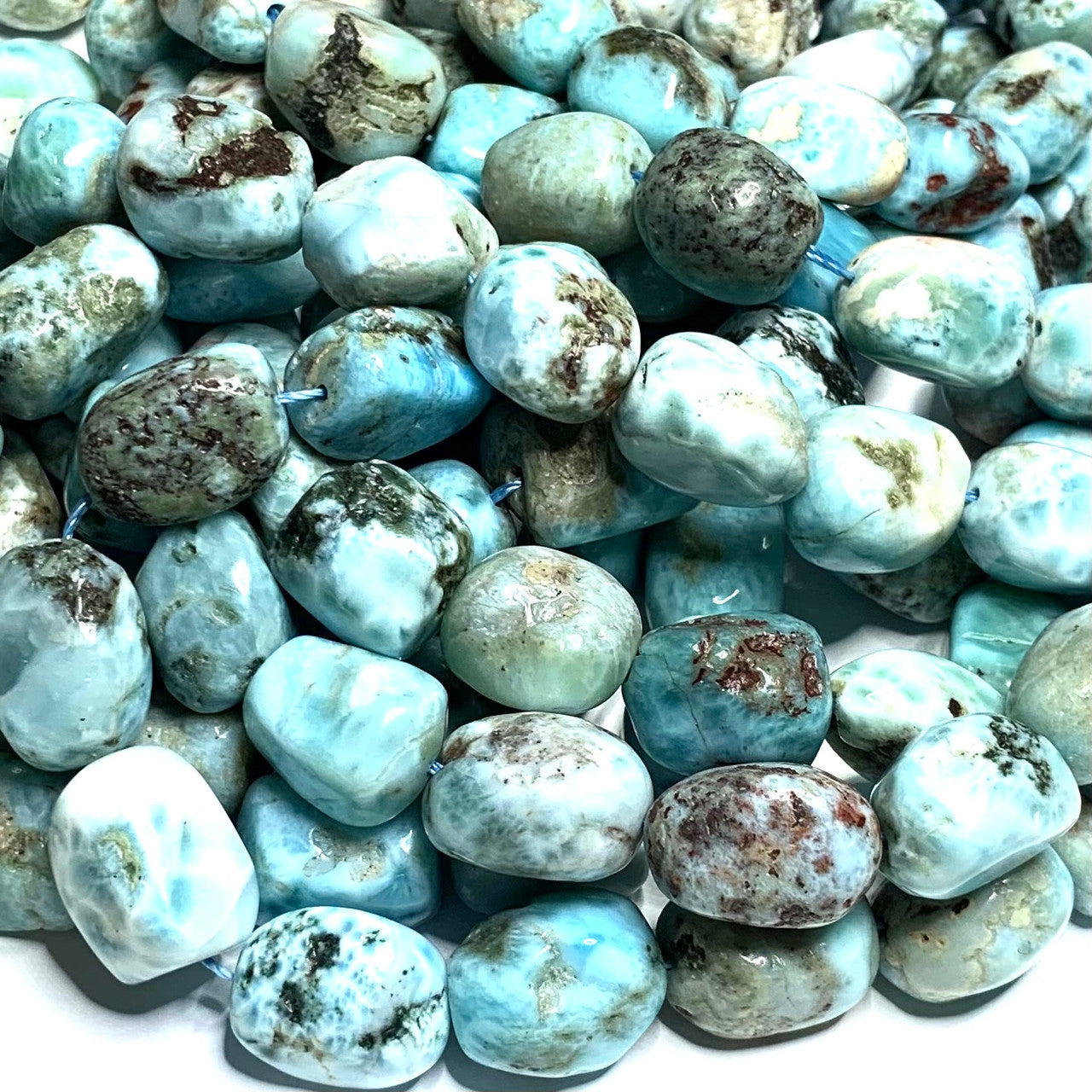 Larimar Tumbled and Polished Nugget Beads-18 x 13mm Avg. (SP3750)
