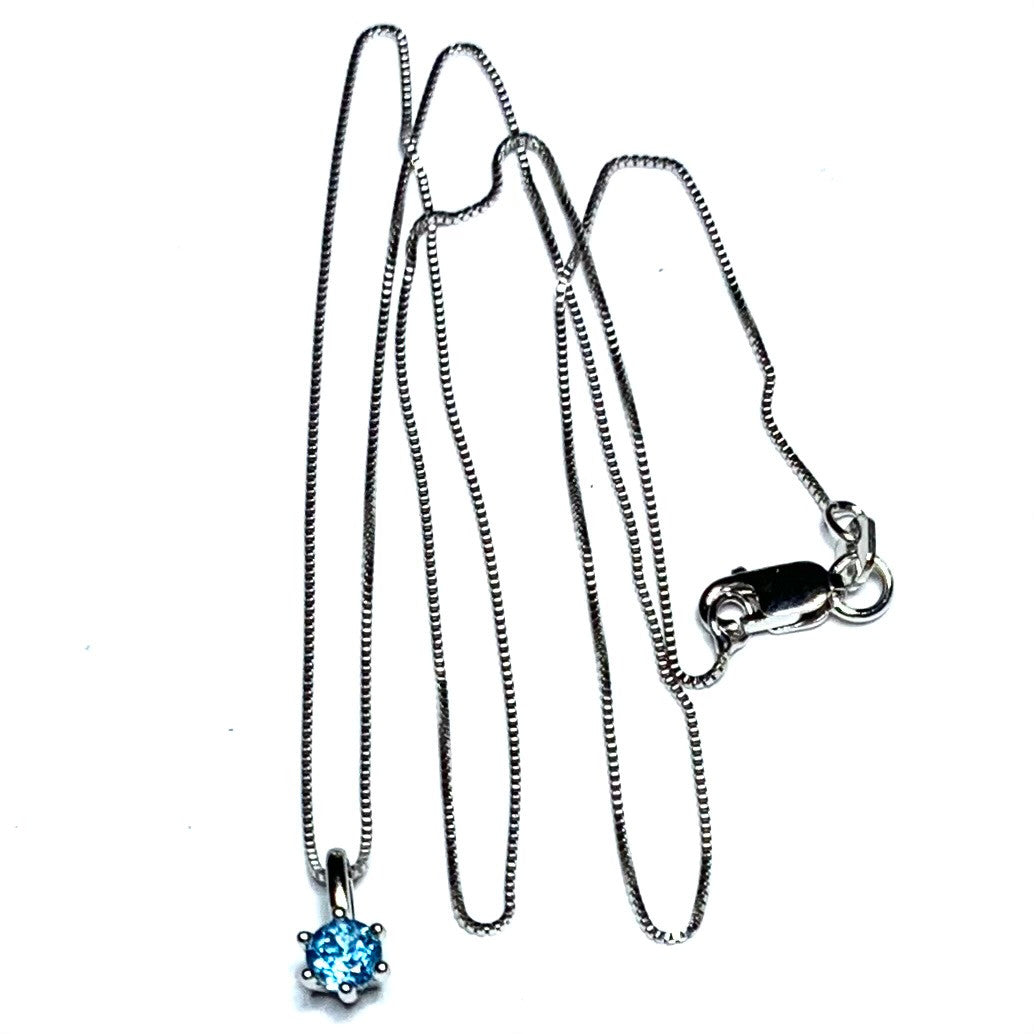 AAA Grade Swiss Blue Topaz Pendant Necklace-5mm (SP3749)