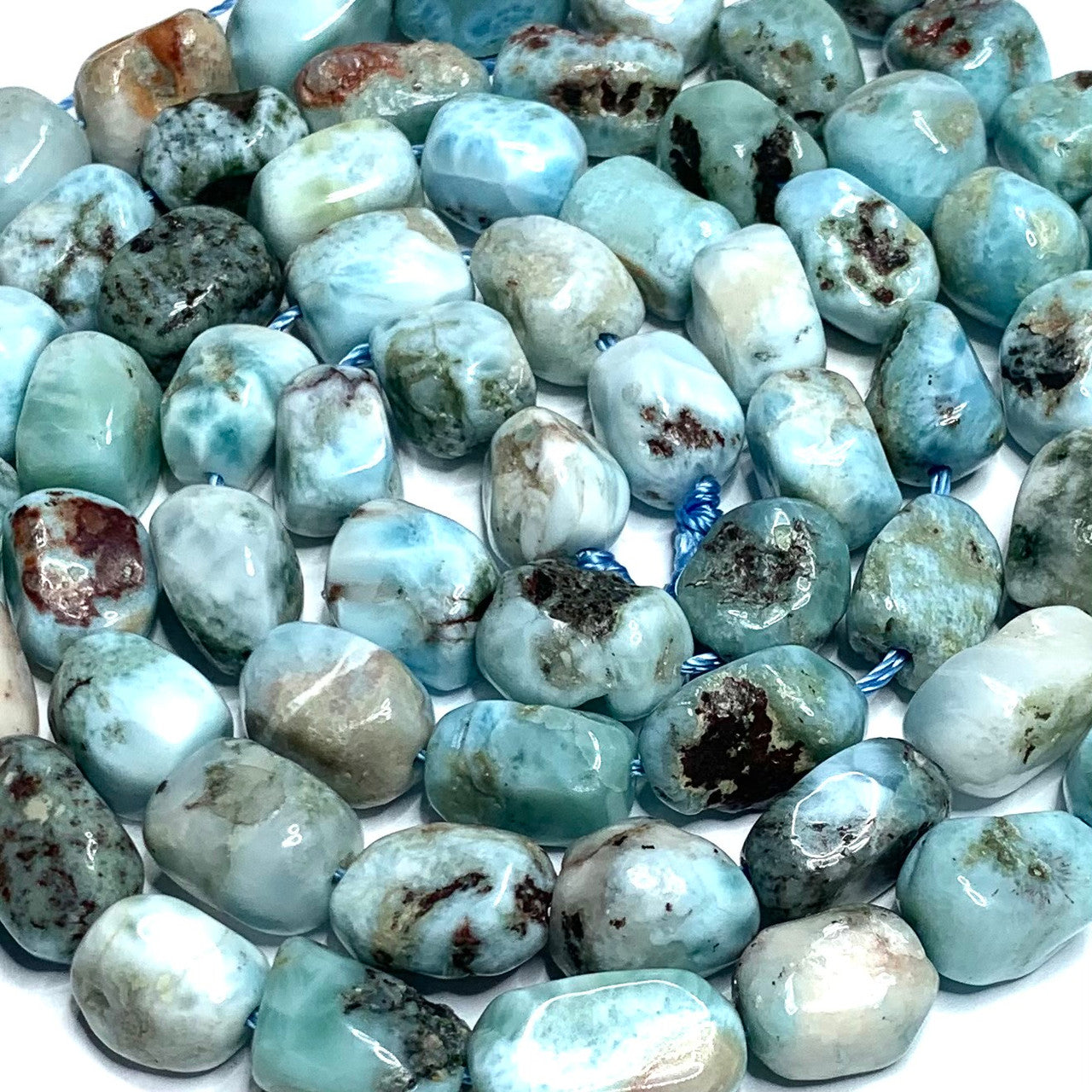 Larimar Tumbled and Polished Nugget Beads-12 x 8mm (SP3752)
