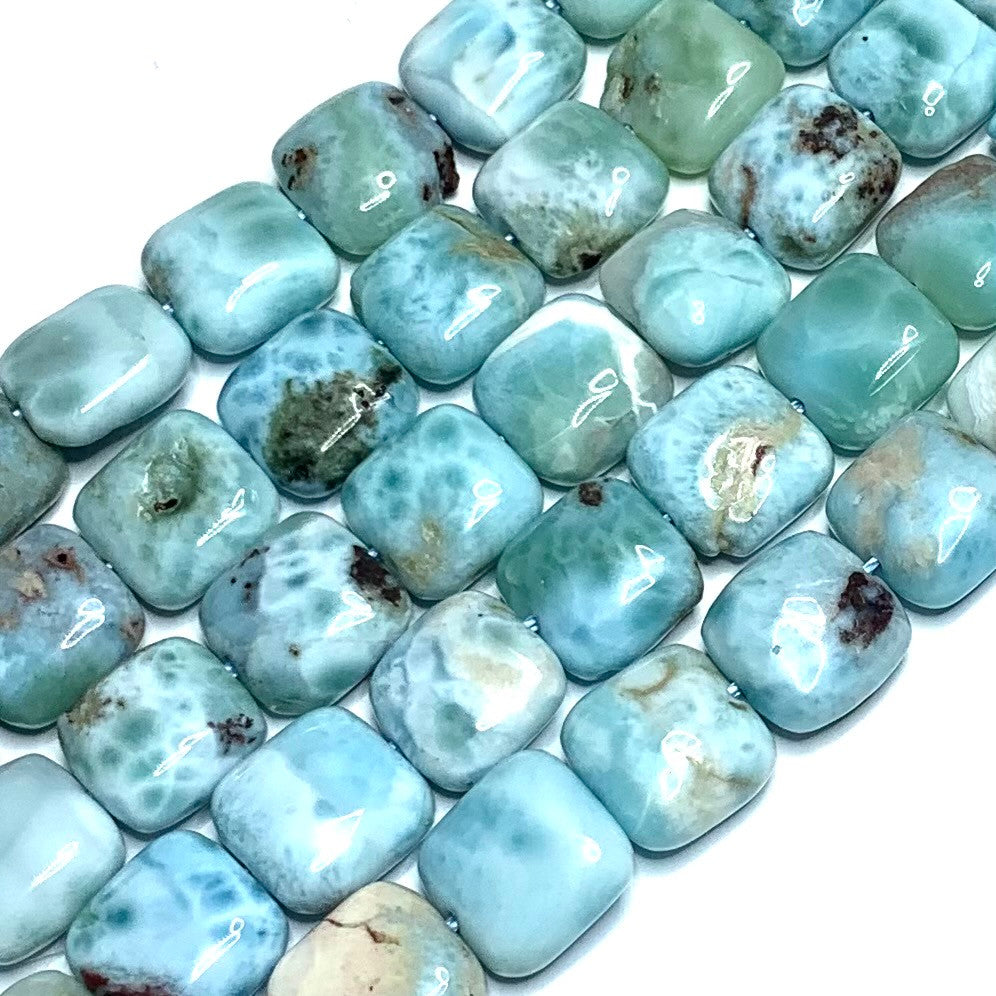 Larimar Highly Polished Square Beads-12m (SP3753)