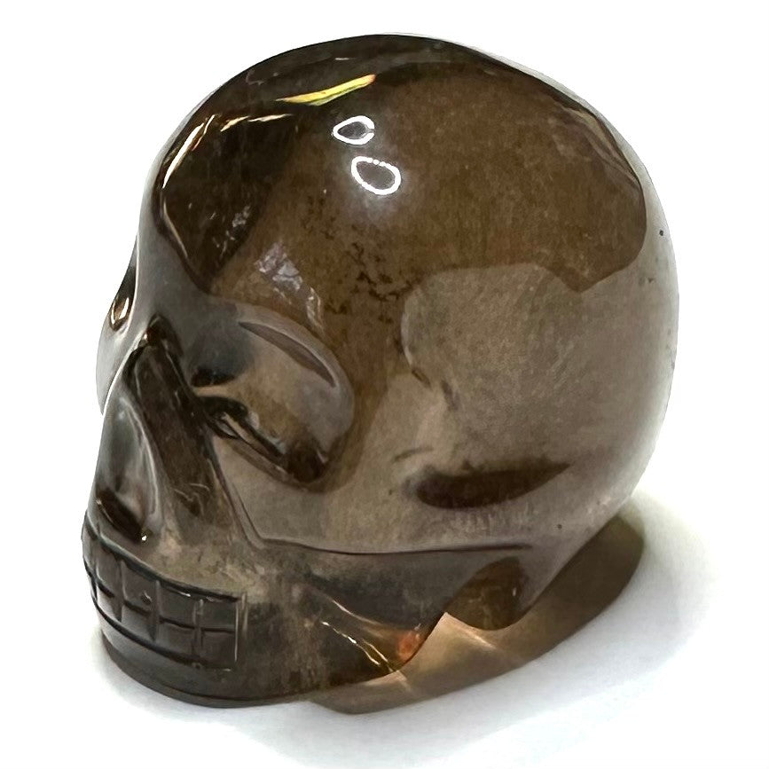 RARE-One of a Kind Vanderlei Barreto Carved Smokey Quartz Skull-1 1/4 x 1 1/2"-NC6602
