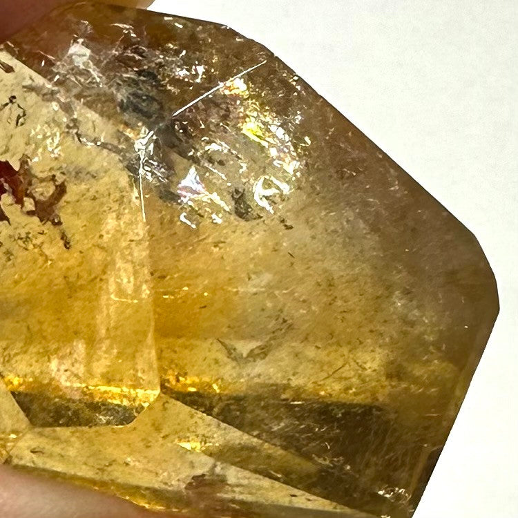 Honey Citrine with Rainbow Freeform Polished Stone-30 x 24mm
