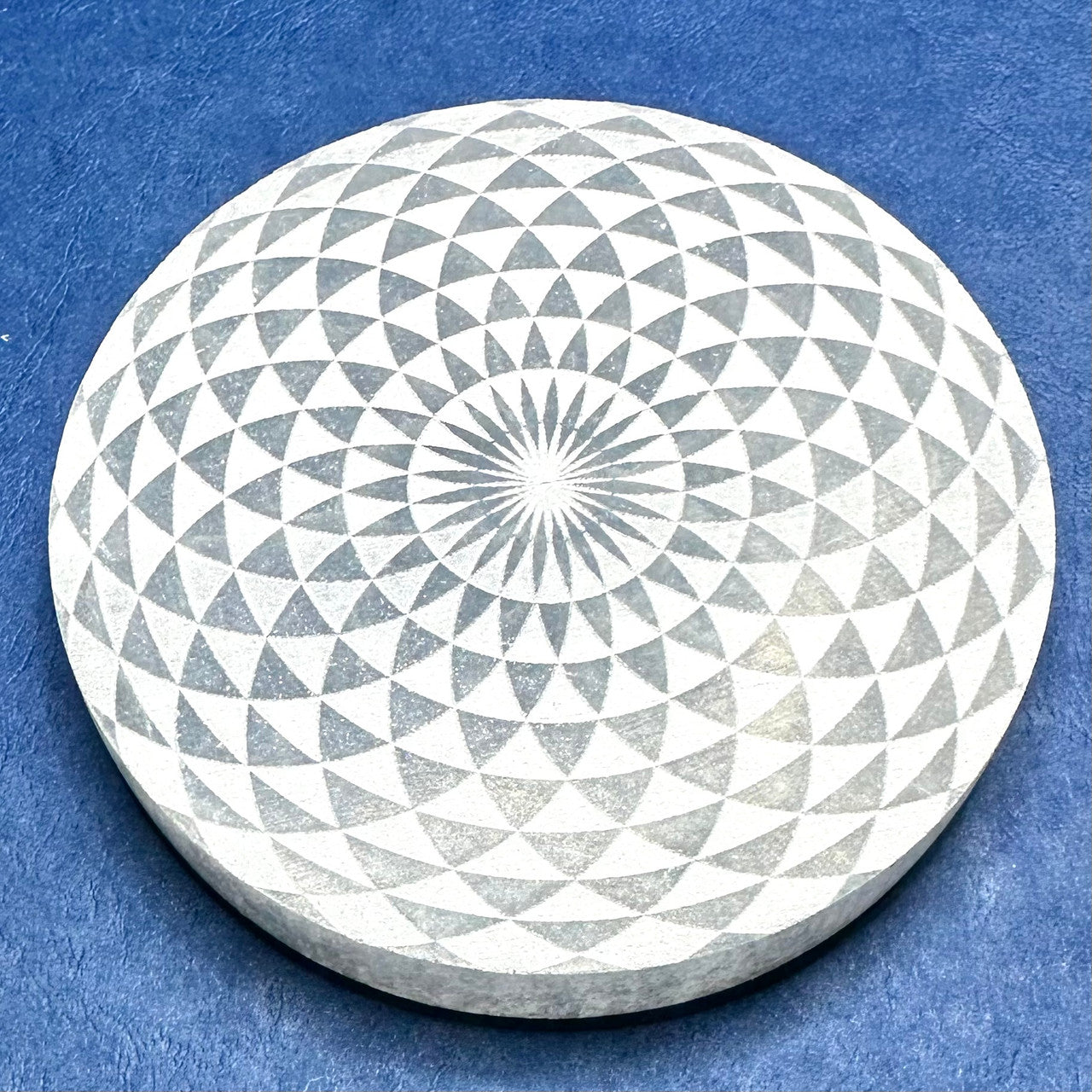 Selenite Carved and Etched Flower of Life Charging Plates-4" (NC5569)