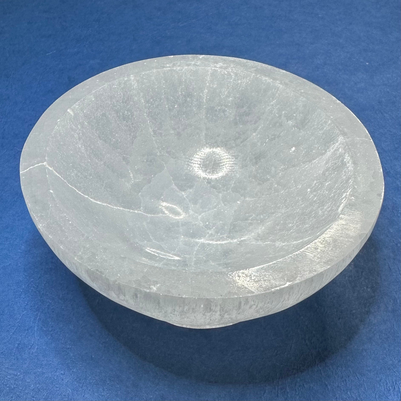 Selenite Carved Elevated Round Bowls-1 3/4 x 4" (NC5573)