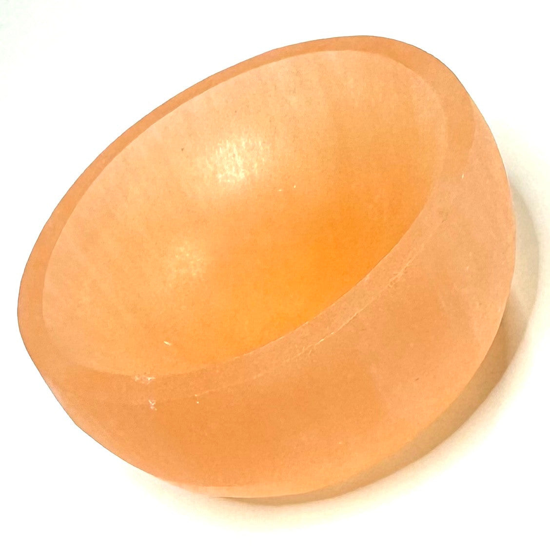 Peach Selenite Carved Small Round Bowls-1 1/4 x 2 1/4" (NC5580)