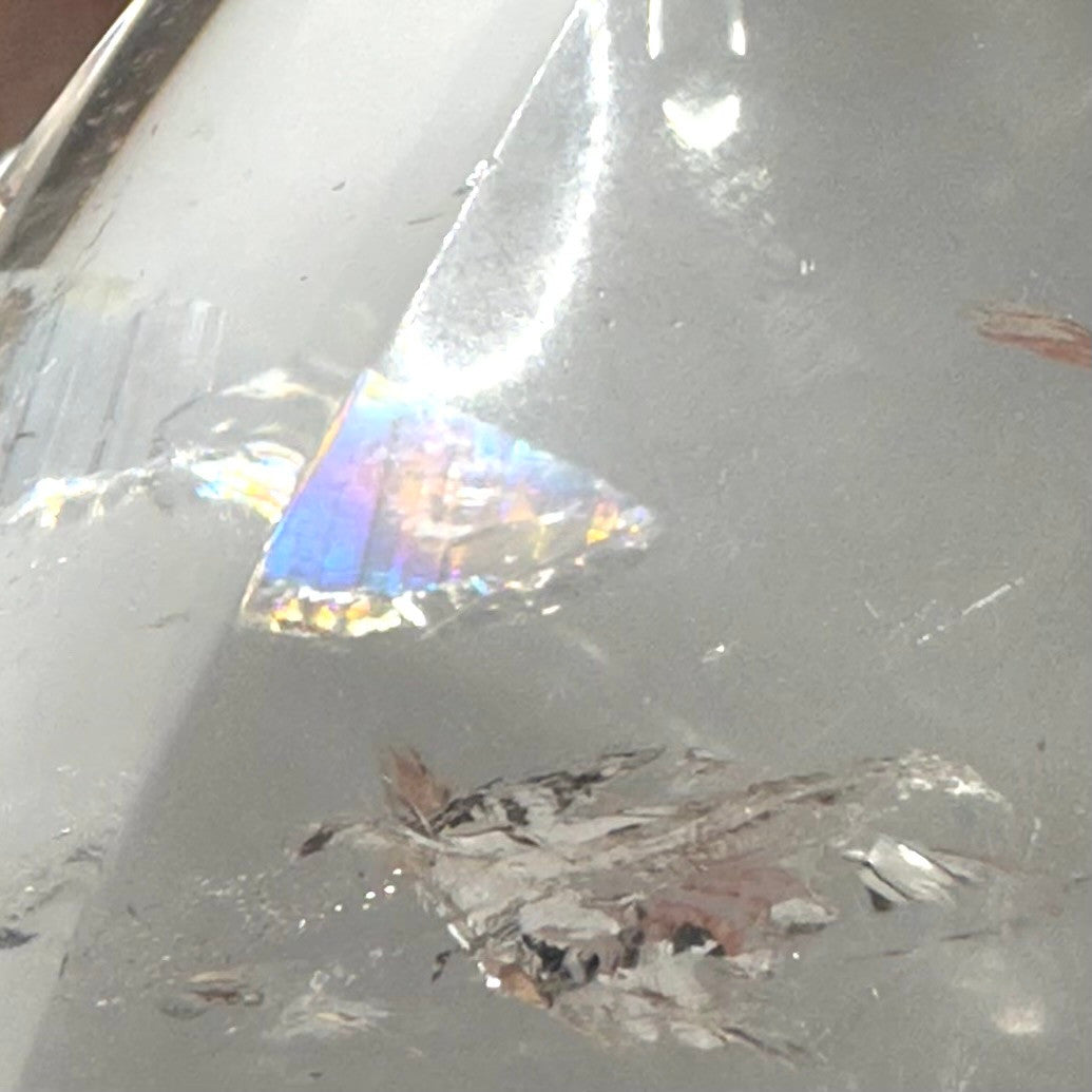 One of a Kind Quartz Crystal with Rainbow Inclusions Flame Tower-2 1/2  x 1 1/2"