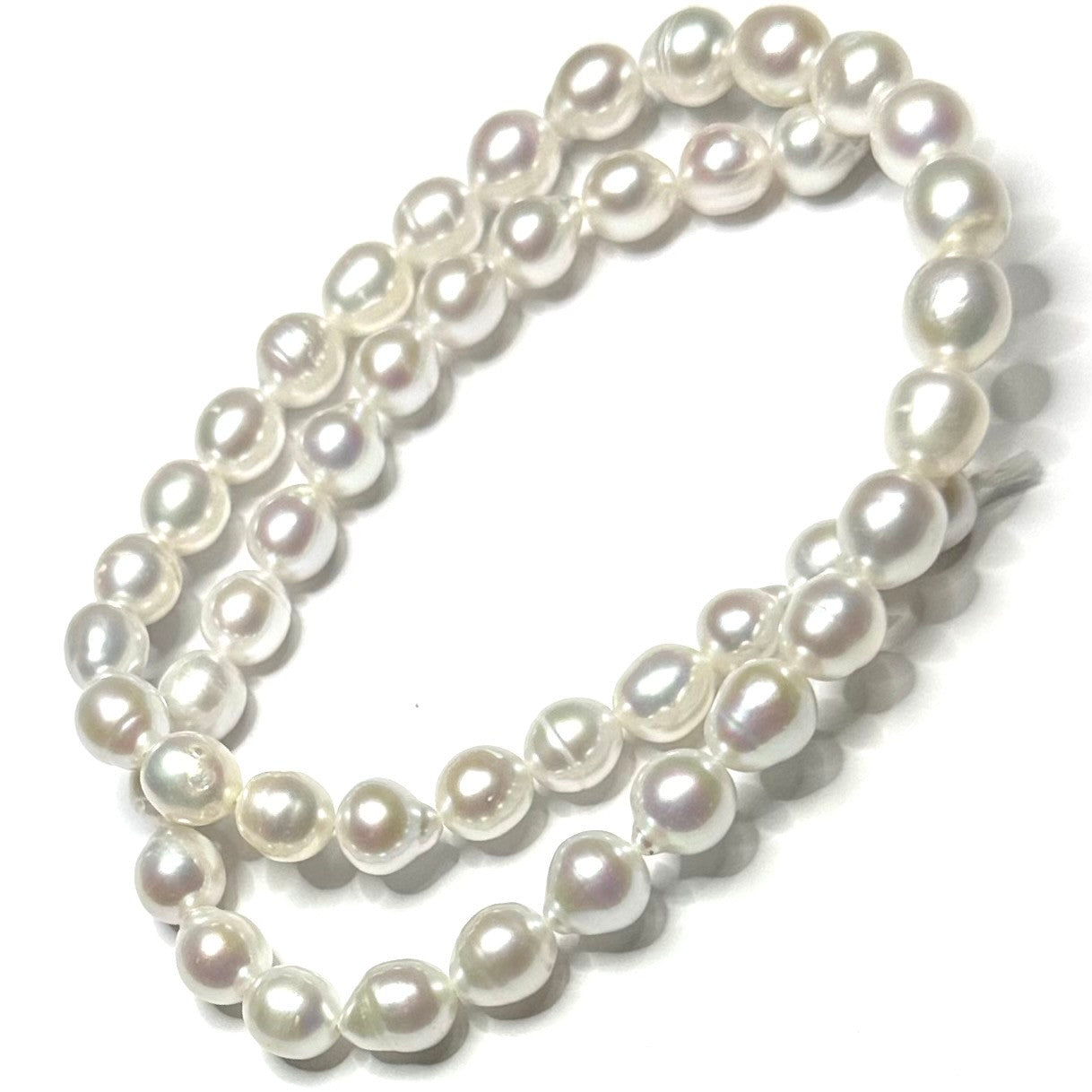 Freshwater White-White Semi Round Pearl Beads-8mm (PB5584)