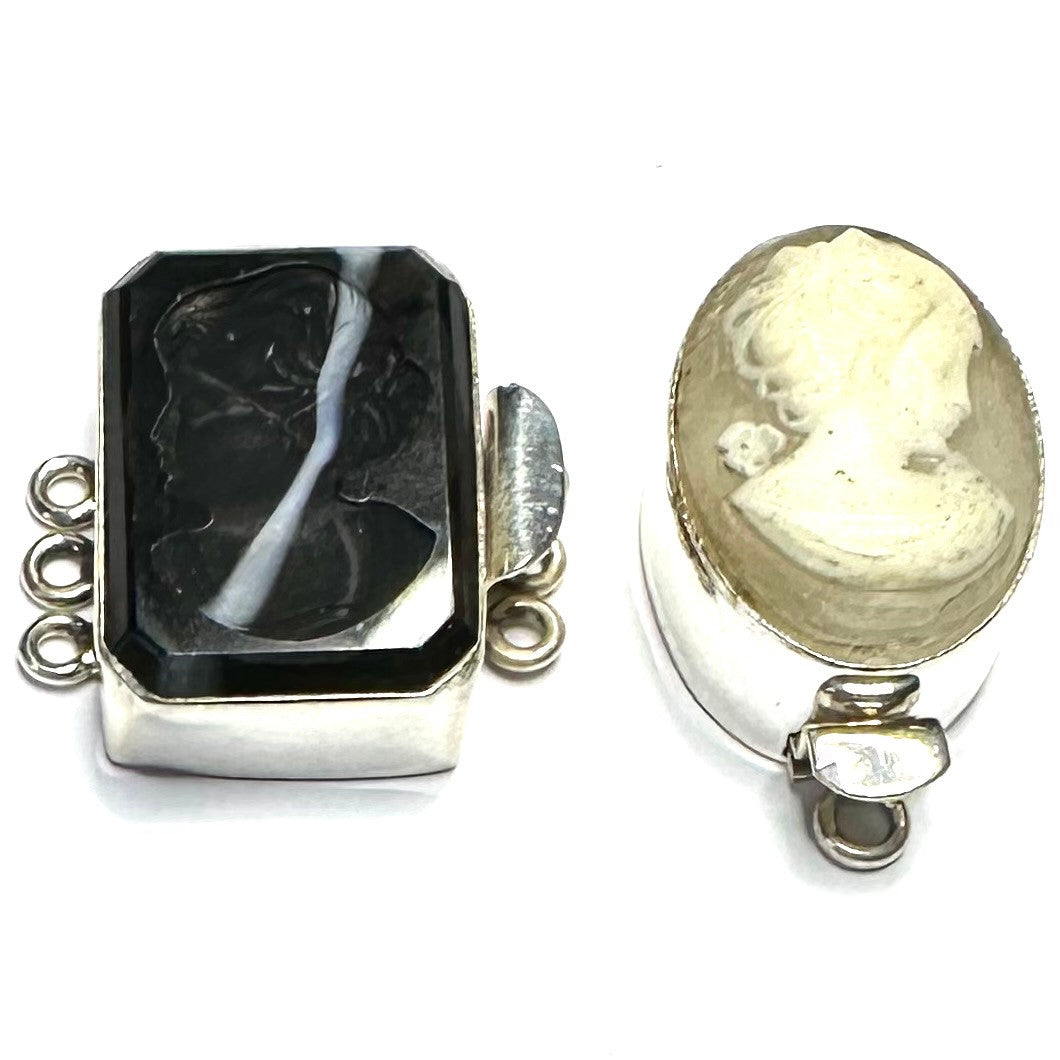 Sterling Silver Cameo Clasp Lot-Set of 2-26 x 19mm