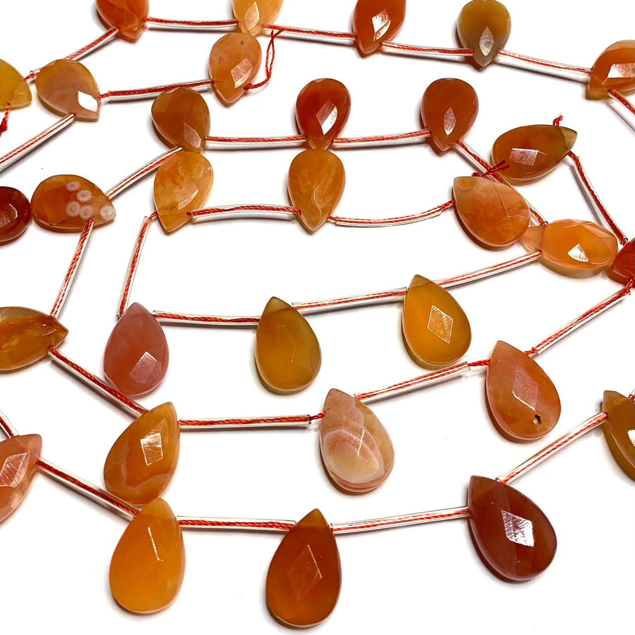Carnelian Faceted Teardrop Beads-16 x 10mm (SP3856)