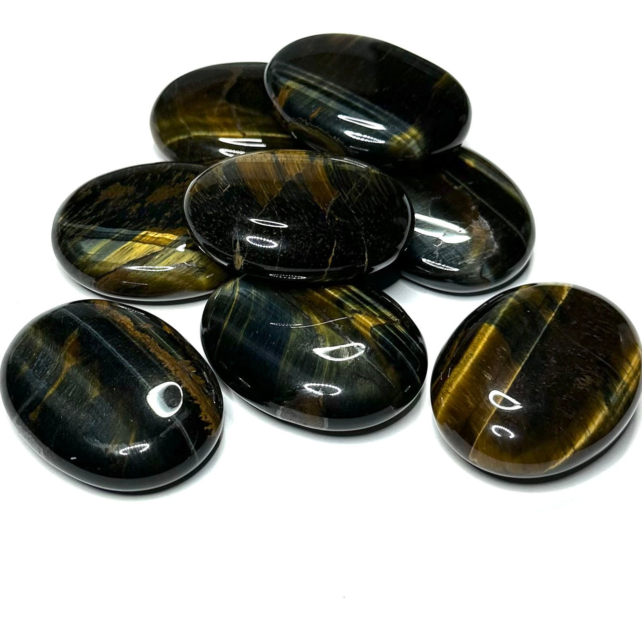 Blue with Gold Tiger Eye Palm Stone-1 3/4 x 1 1/4" (NC5612)