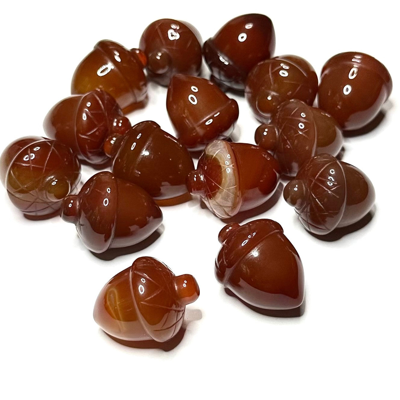 Carnelian Carved Acorn Stones-25 x 20mm Avg. (NC5614)