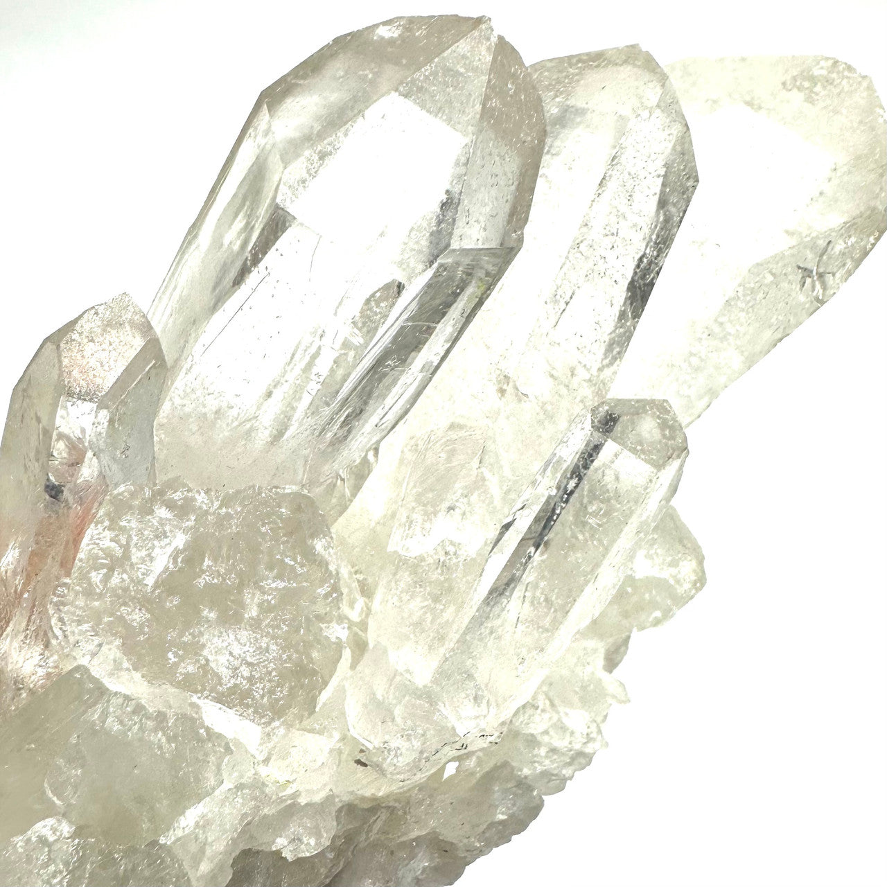 One of a Kind Quartz Crystal Cluster with Rainbow Inclusions with Stand-4 3/4"
