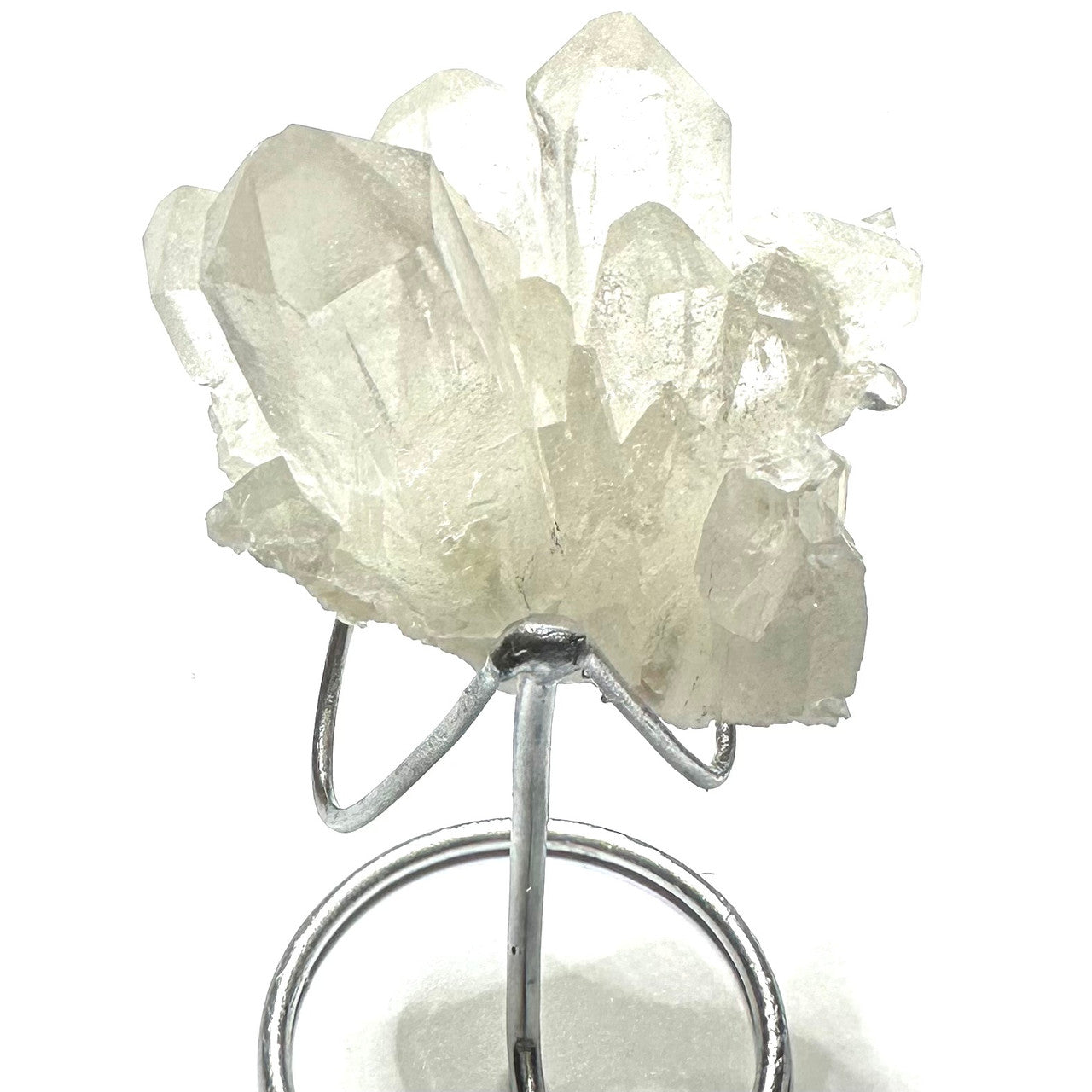 One of a Kind Quartz Crystal Cluster with Rainbow Inclusions with Stand-4 1/2"