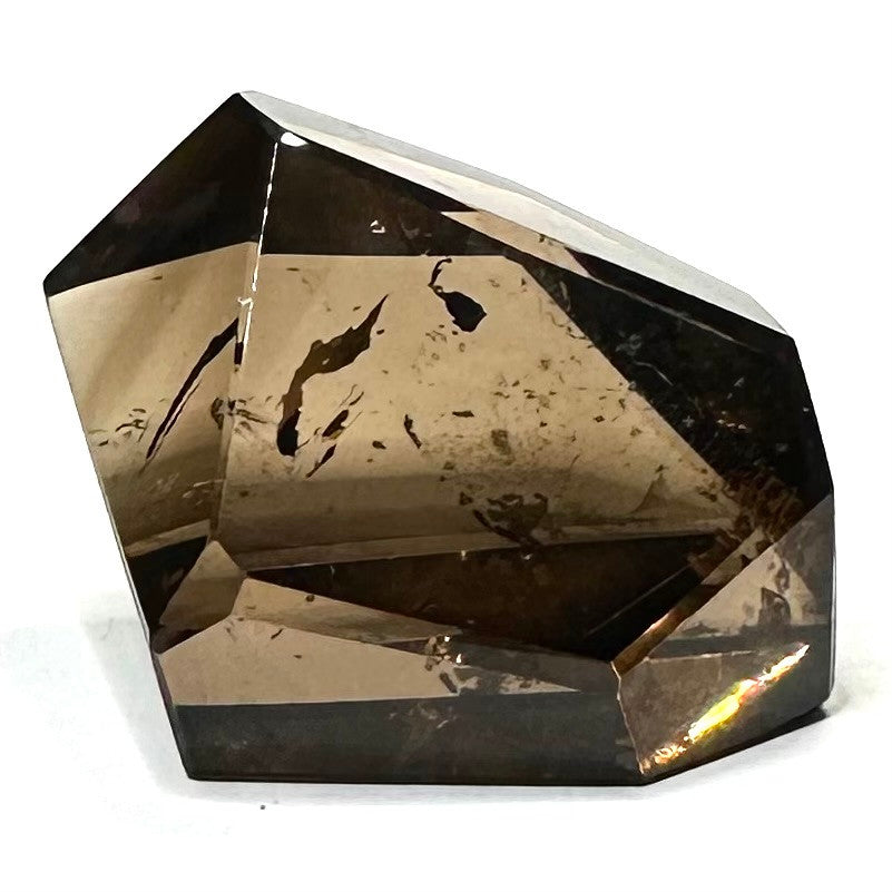 One of a Kind Smokey Quartz with Rainbow Inclusions Freeform Faceted Stone-44 x 30mm (NC5632)