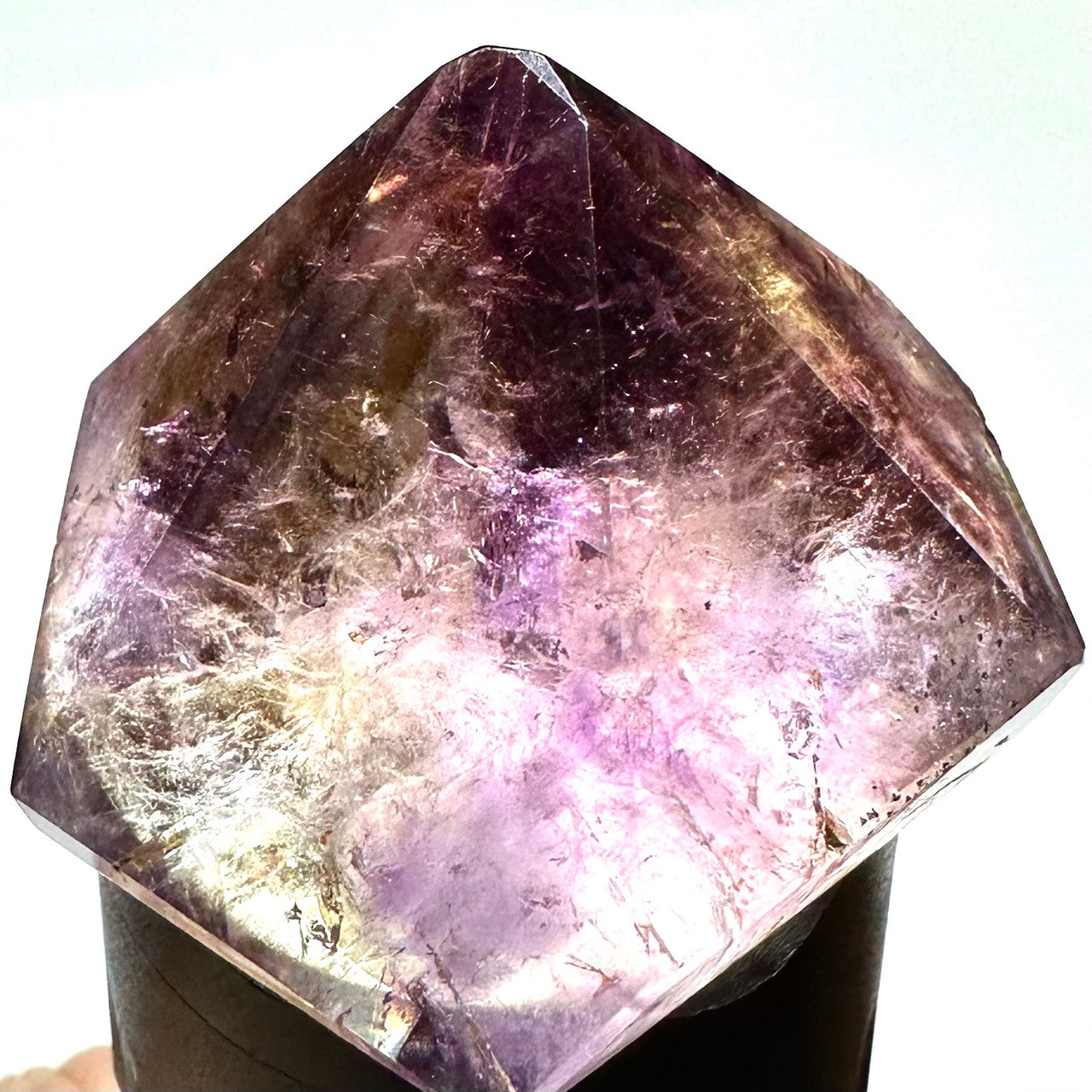 One of a Kind Ametrine with Pyrite & Rainbow Inclusions Freeform Stone-1 3/4 x 1 1/2"