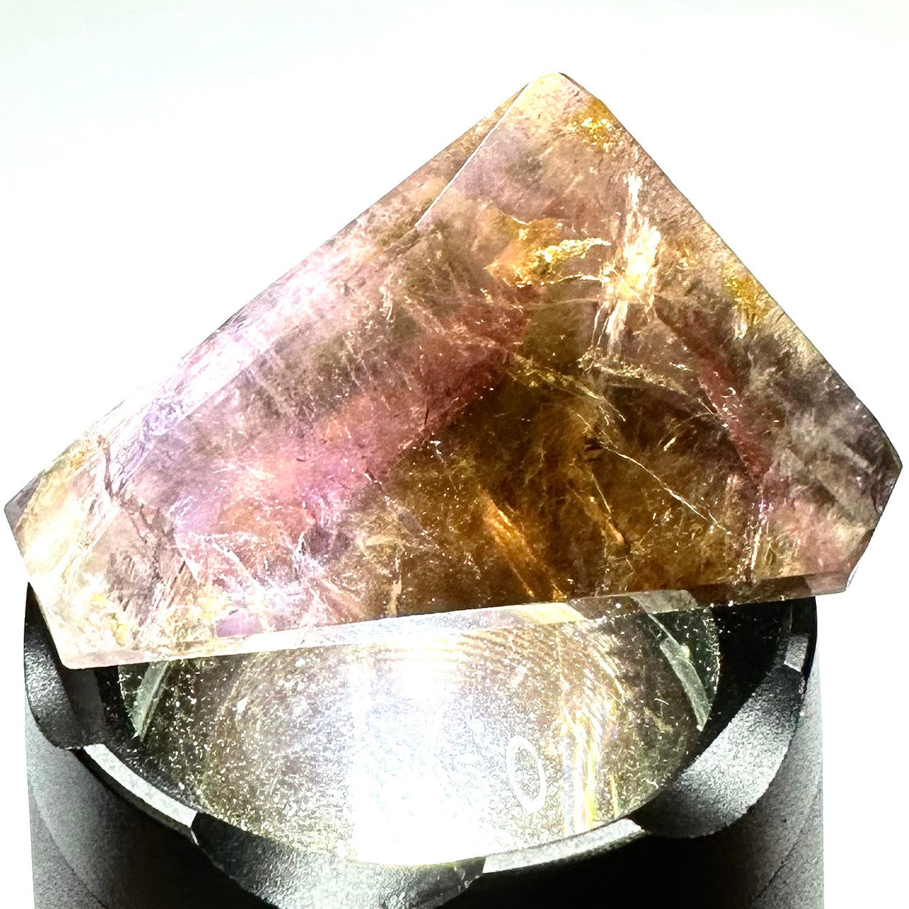 One of a Kind Ametrine with Rainbow Inclusions Freeform Stone-1 1/2 x 3/4"NC6744