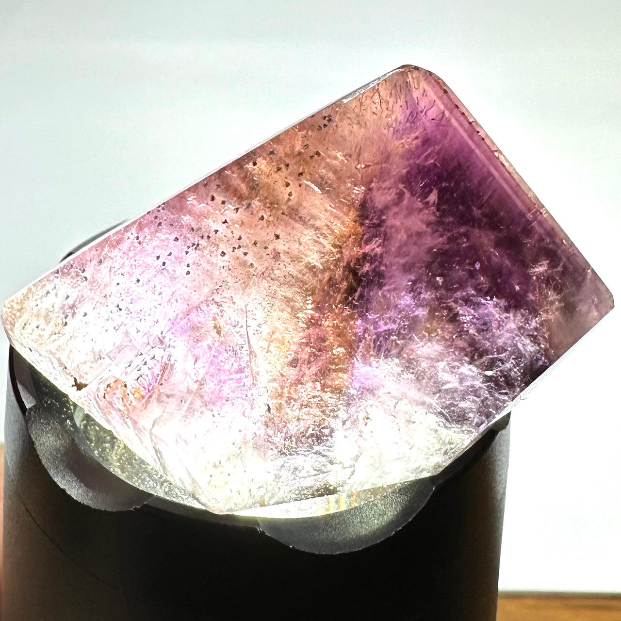 One of a Kind Ametrine with Pyrite & Rainbow Inclusions Freeform Stone-1 1/2 x 1 1/4"