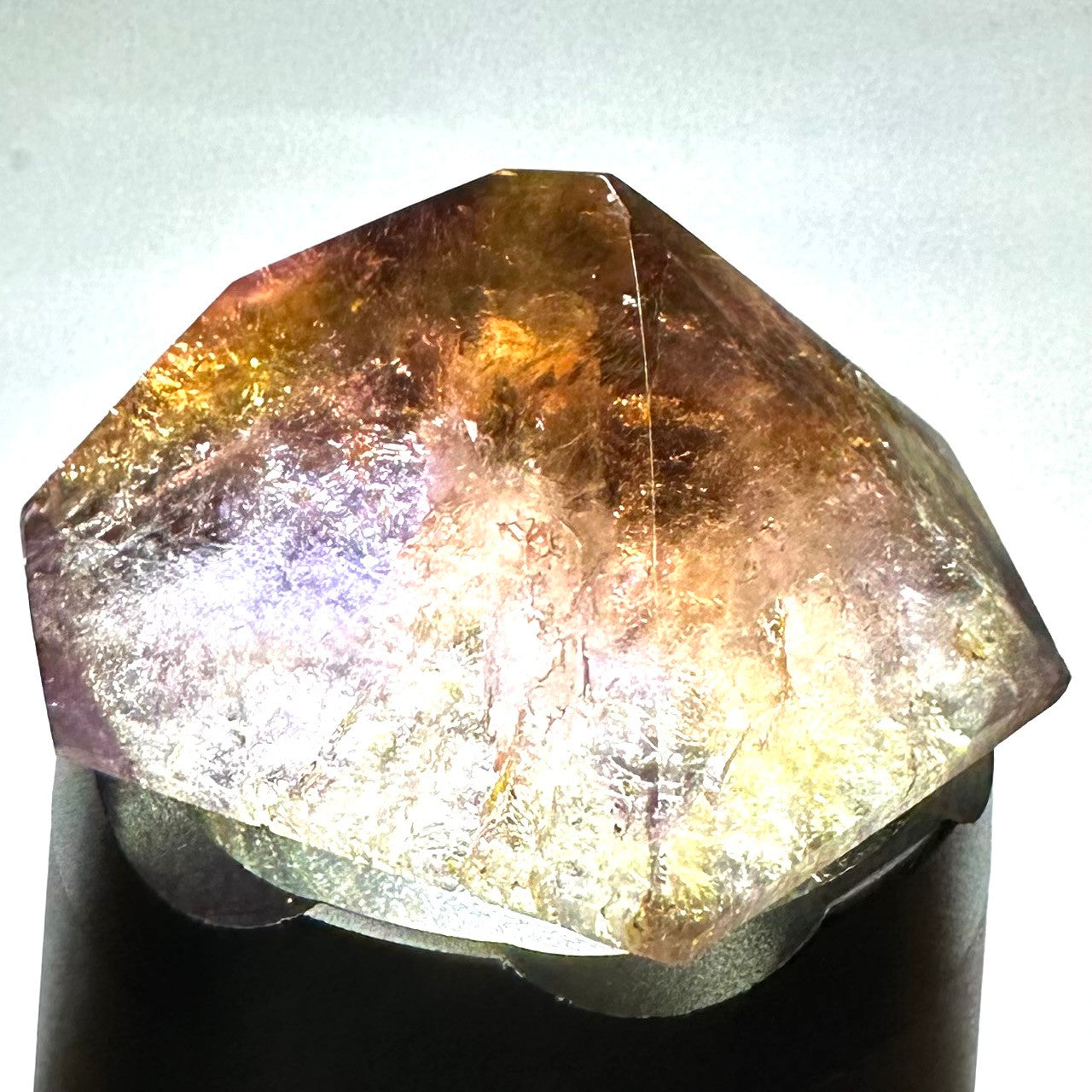 One of a Kind Ametrine with Rainbow Inclusions Freeform Stone-1 1/2 x 1 1/2"