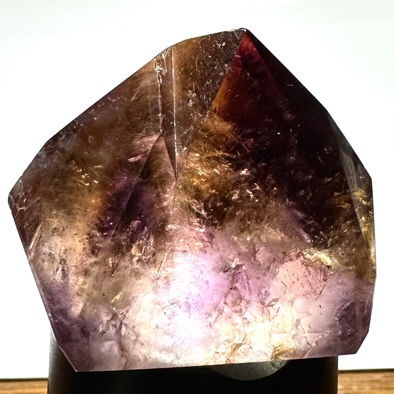 One of a Kind Ametrine with Rainbow Inclusions Freeform Stone-1 3/4 x 1 3/4"