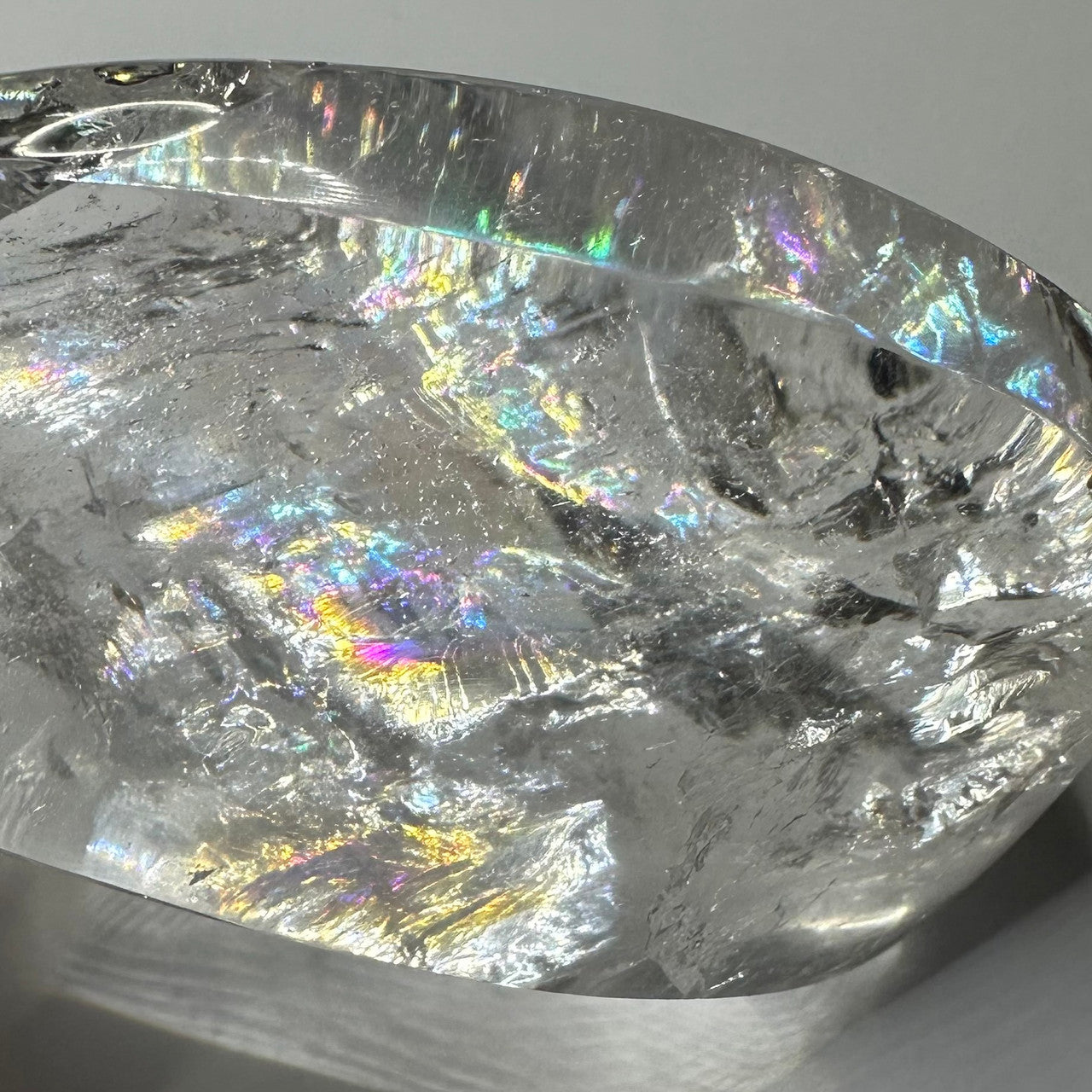 One of a Kind Quartz Crystal with Rainbow and Water Veil Inclusions Flame Tower-4 x 2 1/4"