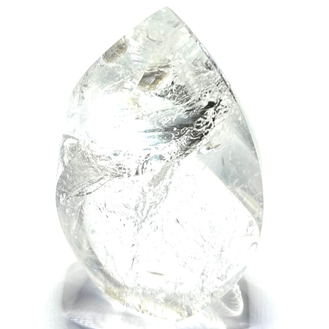 One of a Kind Quartz Crystal with "God's Fingerprint" Rainbow Inclusions Flame Tower-3 3/4 x 2 1/2"