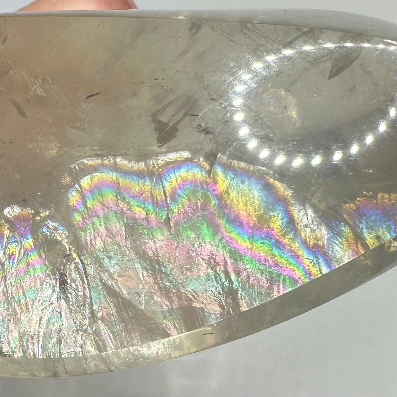 One of a Kind Golden Healer Quartz with Rainbow Inclusions Flame Tower-3 1/2 x 2 1/2"