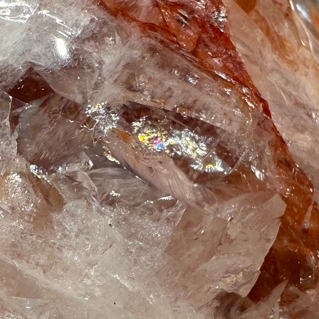 One of a Kind Fire Quartz with Rainbow Inclusions Flame Tower-3 1/2 x 2 1/4"