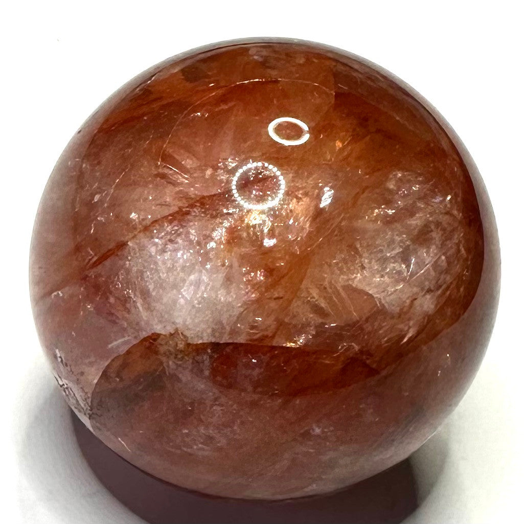 One of a Kind Fire Quartz with Rainbow Inclusions Sphere-1 3/4"