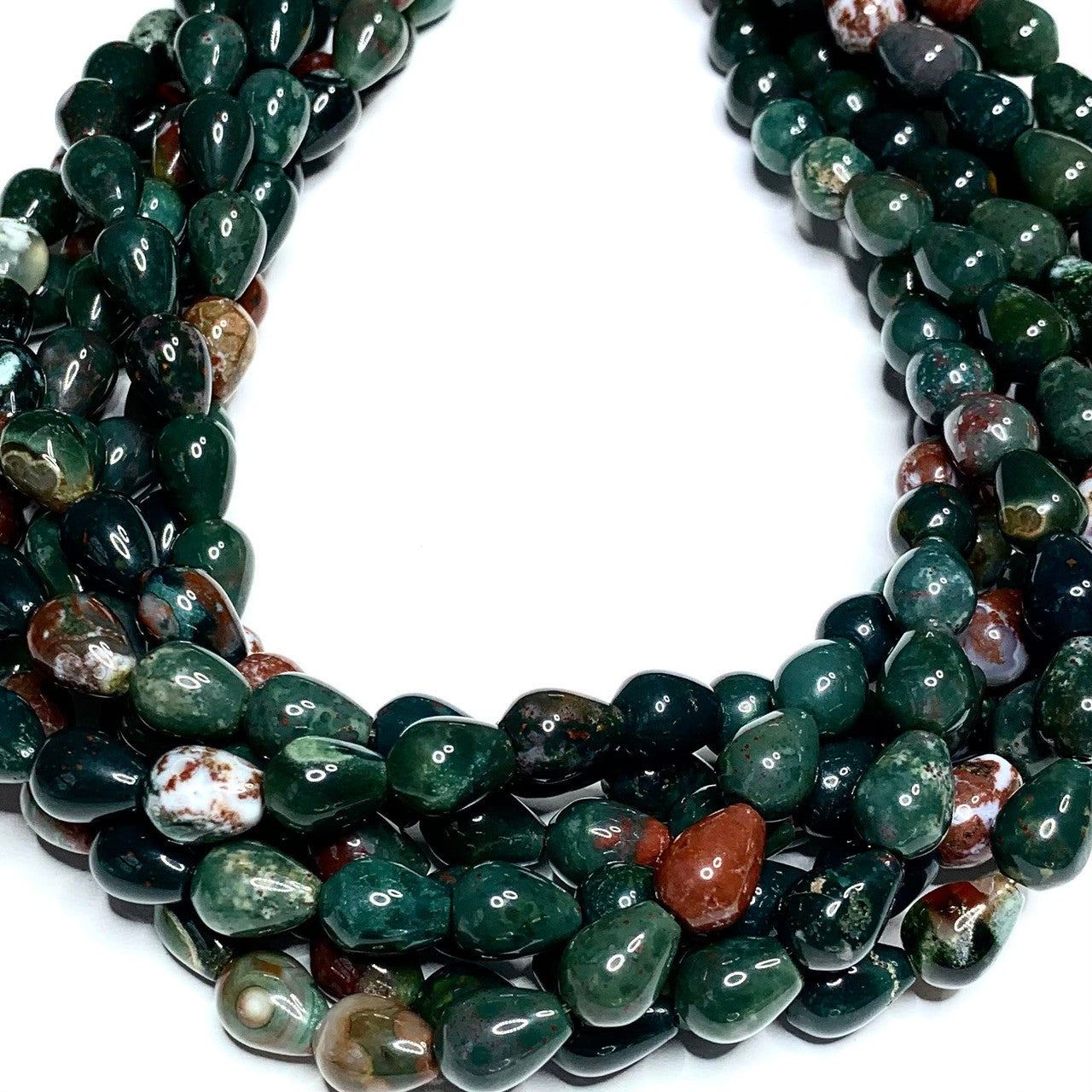 Highly Polished Bloodstone Teardrop Beads-9 x 7mm (SP4032)