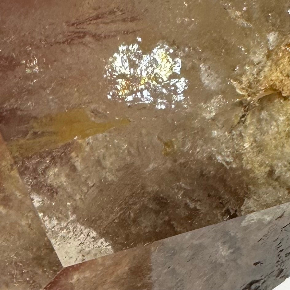 One of a Kind Smokey Garden Quartz with Rainbow Inclusions Mini Stone Tower- 1 1/4 x 1 1/4"