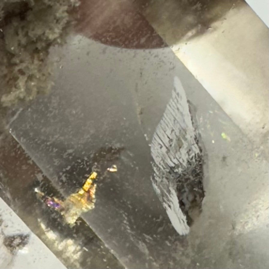 One of a Kind Smokey Garden Quartz with Rainbow Inclusions Mini Stone Tower-2 x 1 1/2"