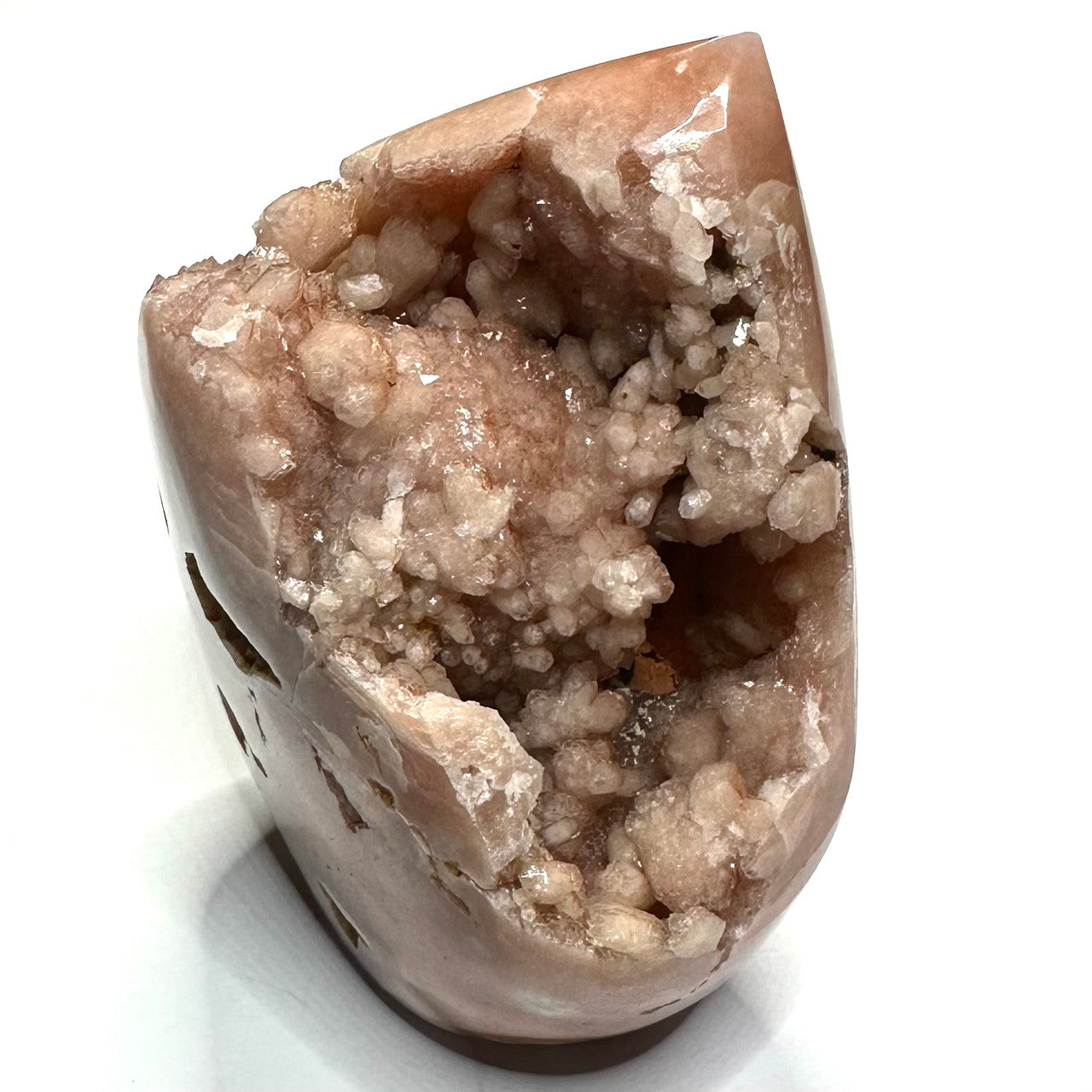 One of a Kind Pink Amethyst Druzy Flame Tower-3 1/4 x 2 1/2"