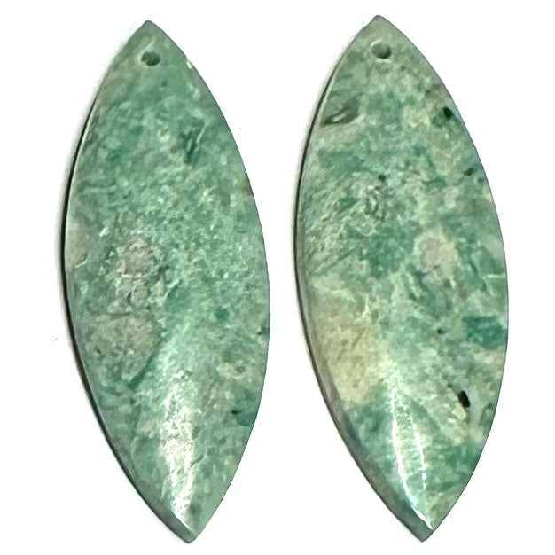 One of a Kind Green Moss Agate Earring/Pendant Pair-31 x 1mm-SP6875