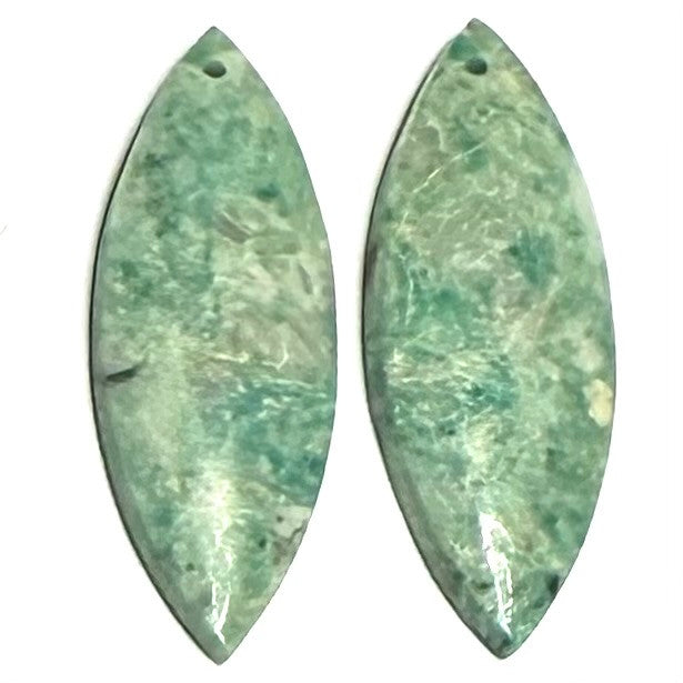 One of a Kind Green Moss Agate Earring/Pendant Pair-33 x 12mm