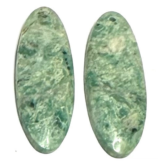 One of a Kind Green Moss Agate Earring/Pendant Pair-31 x 11mm