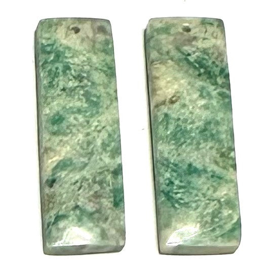 One of a Kind Green Moss Agate Earring/Pendant Pair-30 x 10mm-SP6881