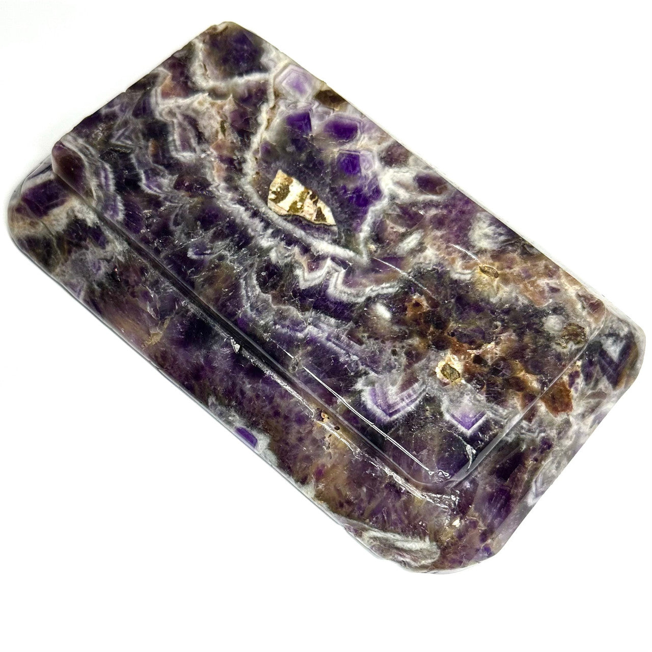 One of a Kind Amethyst Carved Rectangle Bowl-6 1/2 x 4 x 3/4"