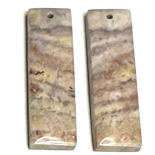 One of a Kind Zebra Jasper Earring/Pendant Pair-31 x 9mm