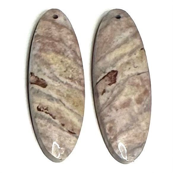 One of a Kind Zebra Jasper Earring/Pendant Pair-33 x 11mm