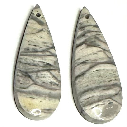 One of a Kind Zebra Jasper Earring/Pendant Pair-34 x 12mm-SP6934