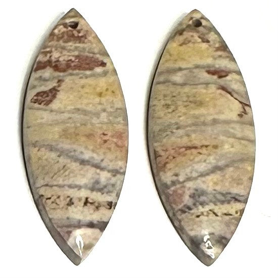 One of a Kind Zebra Jasper Earring/Pendant Pair-36 x 12mm-SP6935
