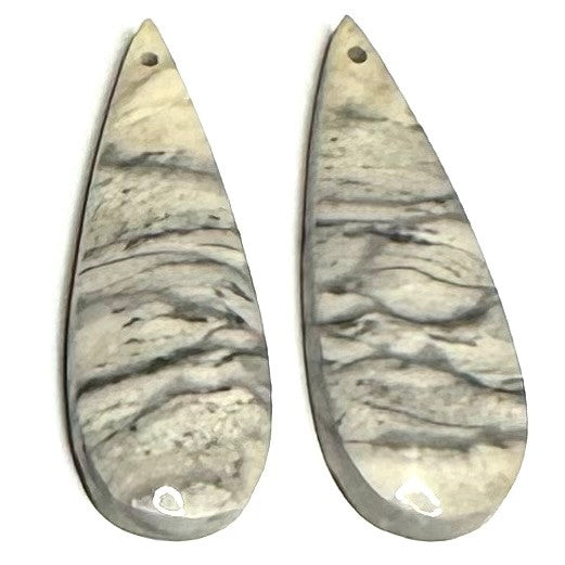 One of a Kind Zebra Jasper Earring/Pendant Pair-34 x 12mm-SP6936