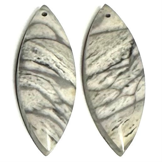 One of a Kind Zebra Jasper Earring/Pendant Pair-32 x 12m-SP6940