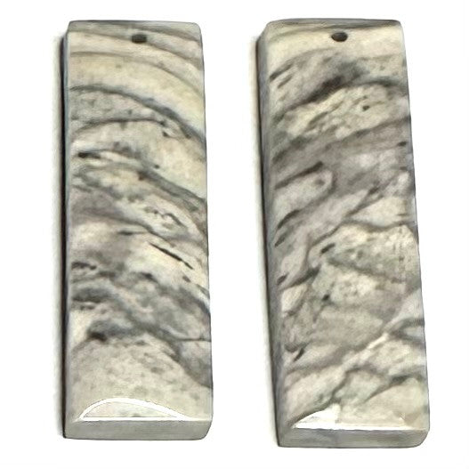 One of a Kind Zebra Jasper Earring/Pendant Pair-31 x 9mm-SP6942