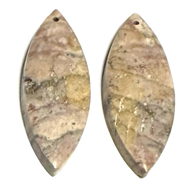 One of a Kind Zebra Jasper Earring/Pendant Pair-33 x 12mm