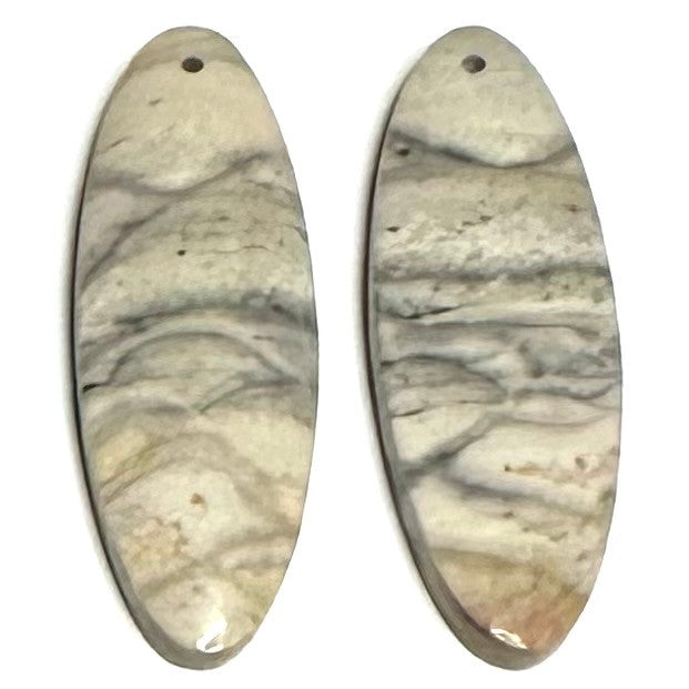 One of a Kind Zebra Jasper Earring/Pendant Pair-33 x 12mm-SP6944